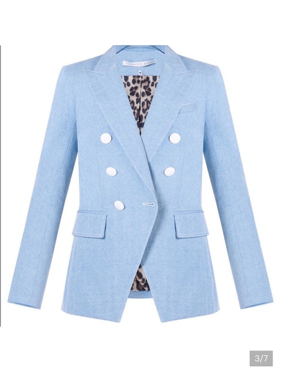 Veronica Beard Jackets & Blazers - VERONICA BEARD Dickey Jacket Women sz 24 MILLER Denim Light Blue Jean Blazer NWT